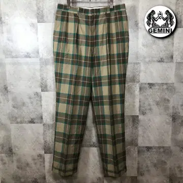 CLIFFORD 빈티지 투 턱 슬랙스 체크 무늬 울 원단