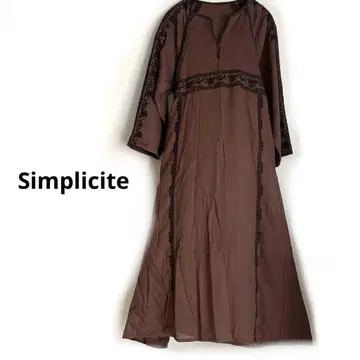 새상품급 Simplicite 자수 원피스 긴팔 롱 루즈핏