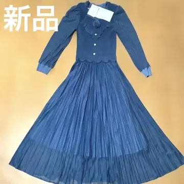 네이비 프릴 롱 드레스 새상품