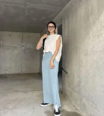새상품 SeaRoomlynn PAPER KNIT WRAP 스커트 오션 M