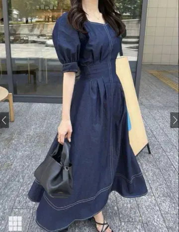GRL 백 레이스업 배색 스티치 데님 원피스[gm747]