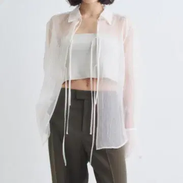 CODE A sheer washer ribbon blouse