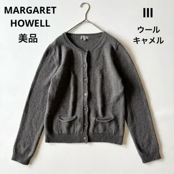 MARGARET HOWELL 울 카멜 크루넥 가디건 브라운 L