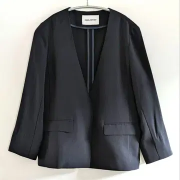 [ 새상품급 ] 에멜 리파인즈 노카라 자켓 v넥 겉옷 네이비