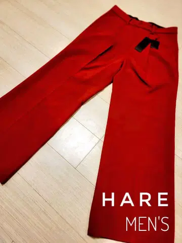 새상품 택 포함 HARE 와이드 슬랙스 팬츠 레드 남성용 와이드 플레어