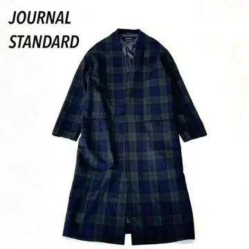 [JOURNAL STANDARD] 노카라 코트 울 체크 무늬 그린