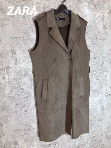 ZARA 자라 스웨이드풍 더블 브레스트 베스트 자켓 롱 코트