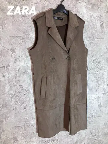 ZARA 자라 스웨이드풍 더블 브레스트 베스트 자켓 롱 코트