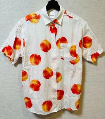 폴스미스 허벅지 화이트 블라우스 반팔 셔츠 여성용 구제 의류