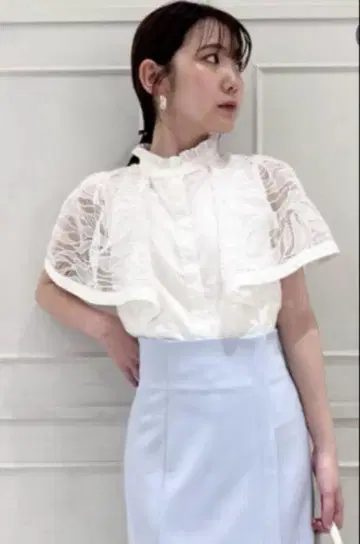 스나이델 레이스 케이프 블라우스 레이스 상의