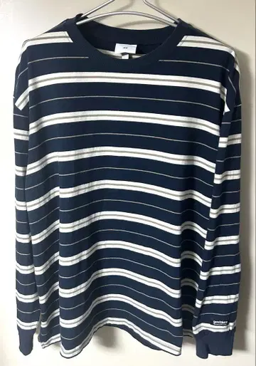 H&M 기장 짧음 네이비 계열 보더 탄탄한 원단 긴팔 EUR XXL