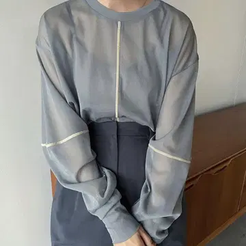 CLANE (클라네) 라인 시어 롱 슬리브 탑