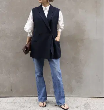 Deuxieme Classe W 크로스 롱 베스트 네이비