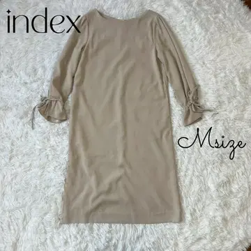 인덱스 인덱스 소매 프릴 롱 원피스 베이지 구제 의류