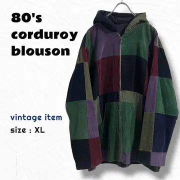 80s 패치워크 코듀로이 블루종 / 빈티지 후디 구제 의류