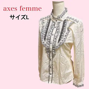 axes femme 페어리 그런지 레이스 프릴 하이넥 블라우스