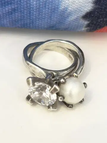 e.m. 지르코니아 펄 이중 반지