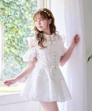 LIZLISA 시어 체크 플레어 셋업 화이트