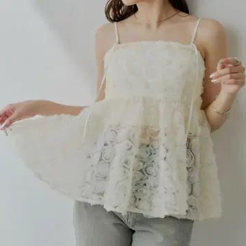 Chico 로즈튤페플럼블라우스 아이보리