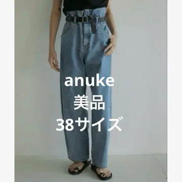 새상품급 anuke 허리 턱 데님 블루 허리밴딩 루즈핏 청바지