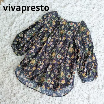 vivapresto 비바프레스토 리버티 패턴 블라우스 네이비 38