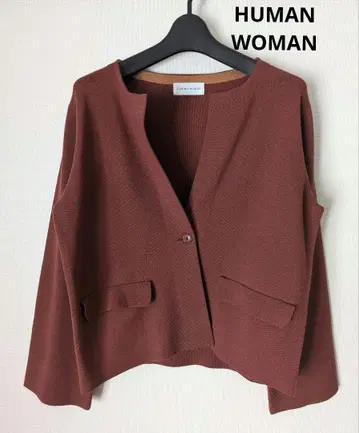 HUMAN WOMAN 가디건 레이온 혼방 밀라노 리브 가디건 M