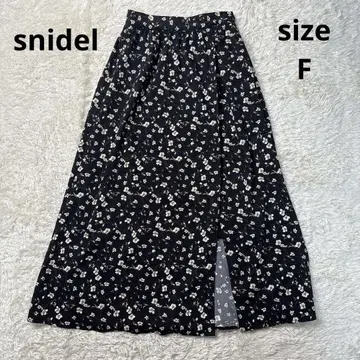 snidel 스커트 슬릿 스커트 롱 스커트 F 꽃무늬 블랙