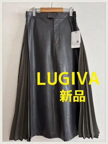 새상품 LUGIVA 루기바 사이드 플리츠 스커트 인조 가죽 스커트