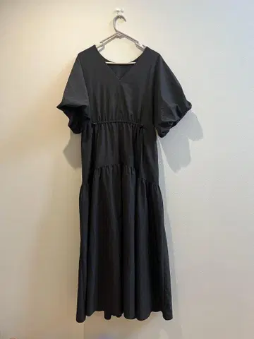 mystic 드로스트 개더 원피스 검정 블랙 반팔 사이즈 2
