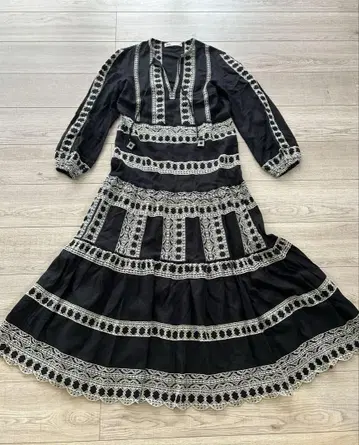 새상품급 ZARA 자수 카프탄 맥시 롱 원피스 린넨