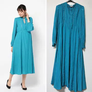 MOUSSY 자수 새틴 롱 원피스 마우지