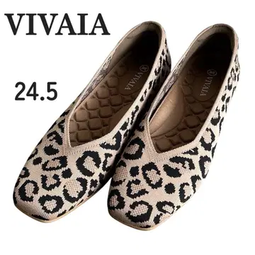 VIVAIA 플랫슈즈 스퀘어토 레오파드 무늬 24.5cm 비바이아