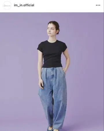 i'm in 백 벨트 와이드 청바지 blue