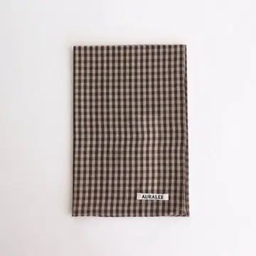 AURALEE AIRY LIGHT COTTON CHECK SCARF