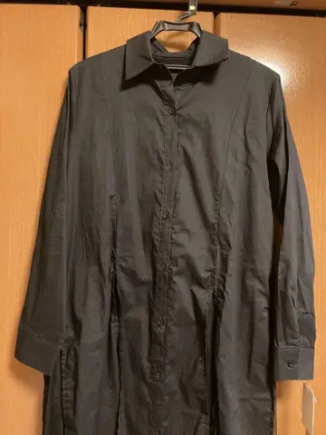 블랙 셔츠 원피스 긴팔 비침 있음