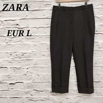 자라 [ EUR L ] 앵클 팬츠 센터 프레스 블랙