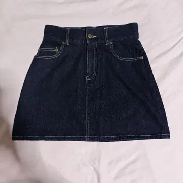 Chico 포켓 자수입 사다리꼴 데님 미니 스커트 블루 사이즈 1
