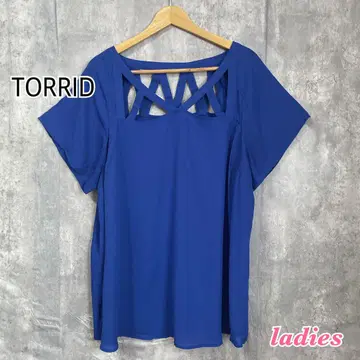 TORRID 스트랩 블라우스 파랑 빅 사이즈 여성용 반팔 해외 수입