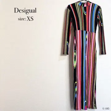 새상품급 Desigual 스트라이프 패턴 긴팔 원피스 XS 사이즈