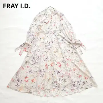 새상품급 프레이 아이디 볼륨 슬리브 보타이 플레어 원피스 플라워 0