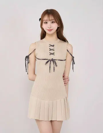 다리치 darich 도킹 레이스업 미니 원피스 베이지 FL