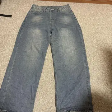블루 와이드 레그 데님 팬츠
