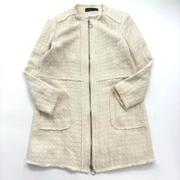 [새상품급] ZARA 자라 노카라 트위드 집업 롱 코트