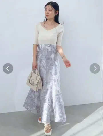 me rcu ryduo 꽃무늬 자카드 코르셋 도킹 원피스 새상품급