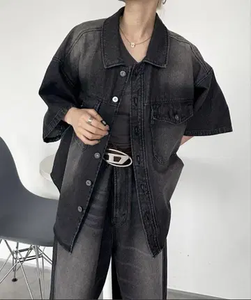 빈티지 컬러 오버다이 데님 셔츠 sedacle