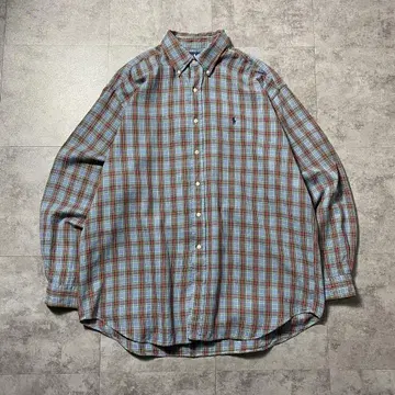 [ Size.XL ] 랄프 로렌 자수 로고 체크 플란넬 셔츠