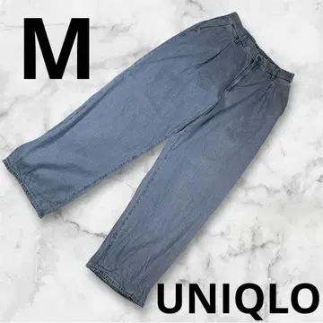 [ UNIQLO ] 여성용 드레이프 데님 턱 팬츠 M 블루