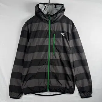 [ diadora ] 스트라이프 패턴 나일론 자켓 L 후드 부착