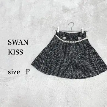 SWAN KISS 플레어 스커트 미니 스커트 허리 펄 장식 포함 F