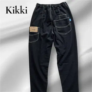 kikki 성숙/러블리 데님 팬츠 루즈핏 블랙 종이 패치 카고 팬츠